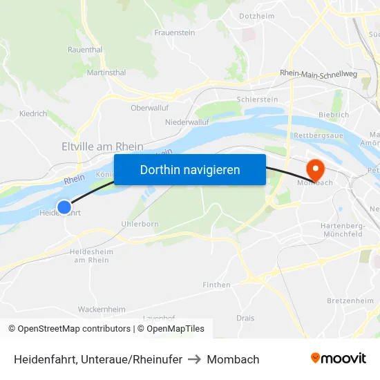 Heidenfahrt, Unteraue/Rheinufer to Mombach map