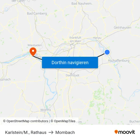 Karlstein/M., Rathaus to Mombach map