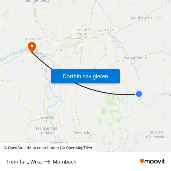 Trennfurt, Wika to Mombach map