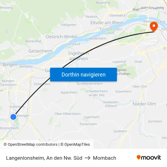 Langenlonsheim, An den Nw. Süd to Mombach map