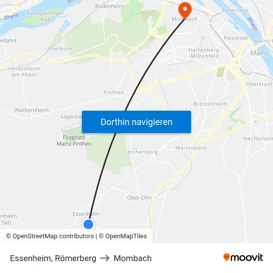 Essenheim, Römerberg to Mombach map