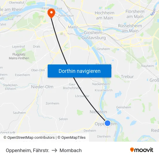 Oppenheim, Fährstr. to Mombach map