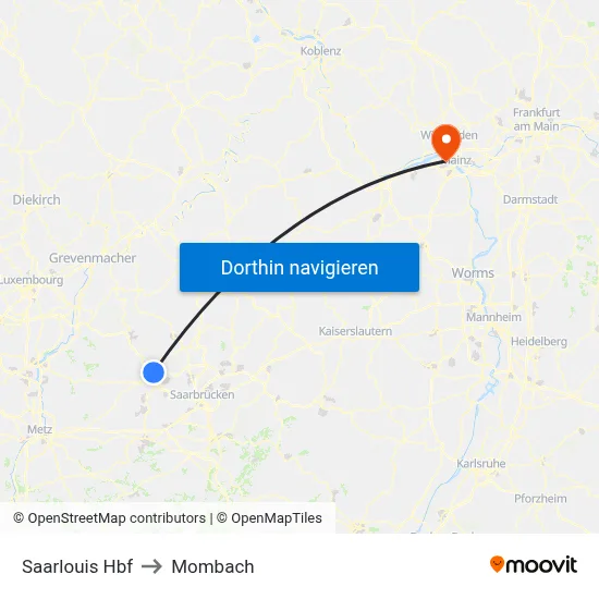 Saarlouis Hbf to Mombach map