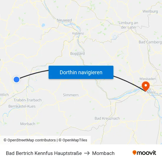Bad Bertrich Kennfus Hauptstraße to Mombach map