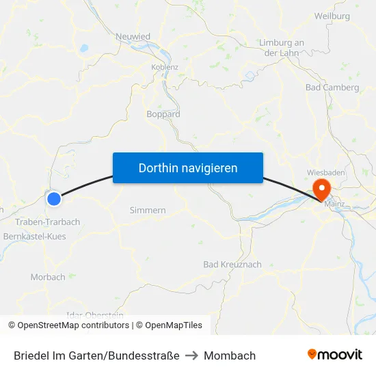 Briedel Im Garten/Bundesstraße to Mombach map
