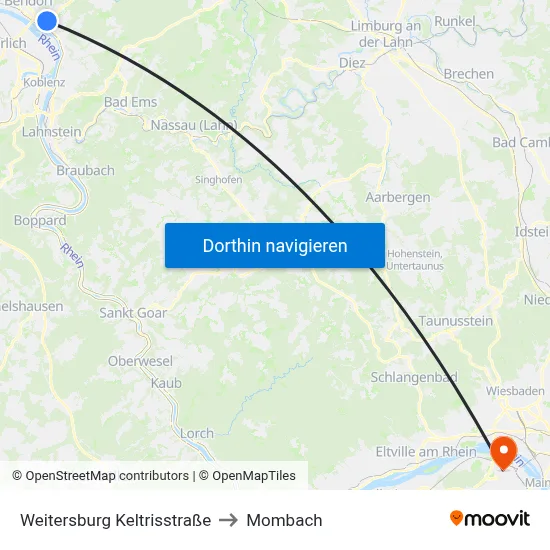 Weitersburg Keltrisstraße to Mombach map