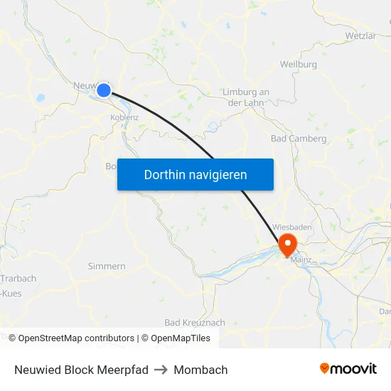 Neuwied Block Meerpfad to Mombach map
