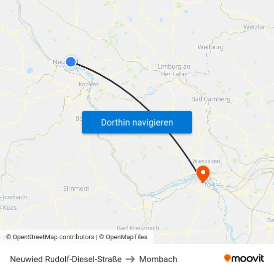 Neuwied Rudolf-Diesel-Straße to Mombach map
