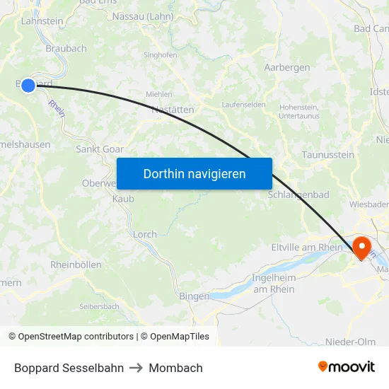 Boppard Sesselbahn to Mombach map