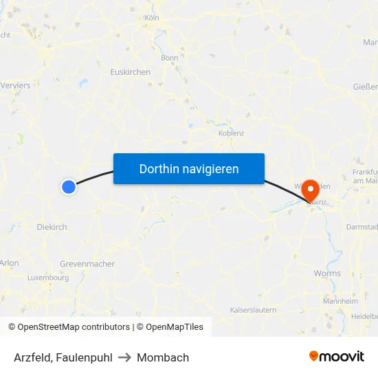 Arzfeld, Faulenpuhl to Mombach map