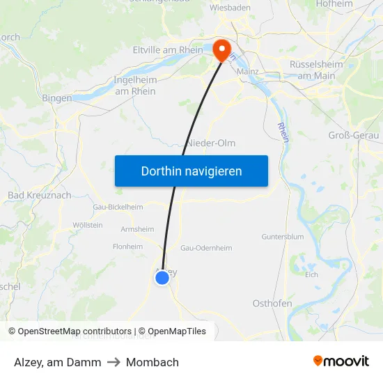 Alzey, am Damm to Mombach map