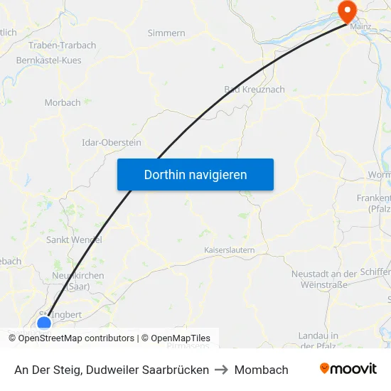 An Der Steig, Dudweiler Saarbrücken to Mombach map