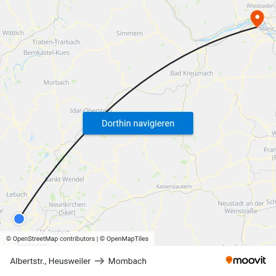Albertstr., Heusweiler to Mombach map