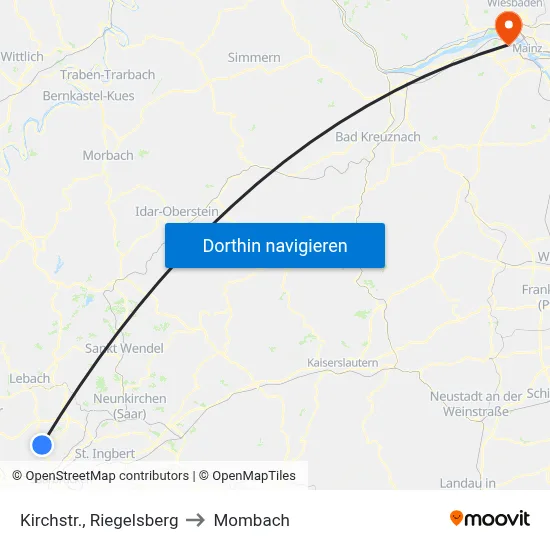 Kirchstr., Riegelsberg to Mombach map