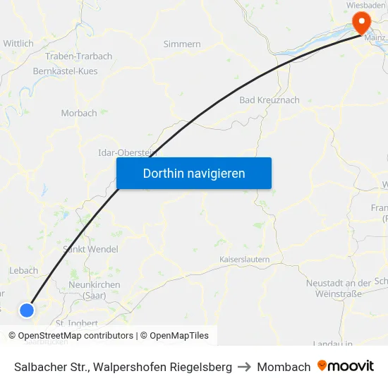 Salbacher Str., Walpershofen Riegelsberg to Mombach map