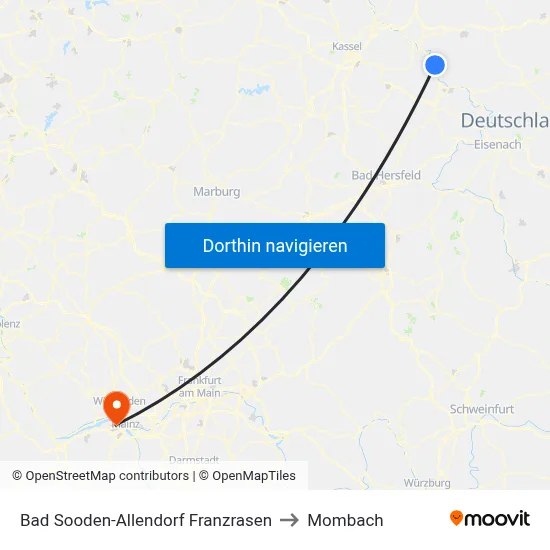 Bad Sooden-Allendorf Franzrasen to Mombach map