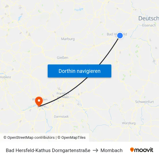 Bad Hersfeld-Kathus Dorngartenstraße to Mombach map
