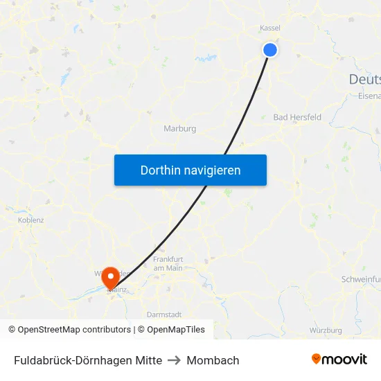 Fuldabrück-Dörnhagen Mitte to Mombach map