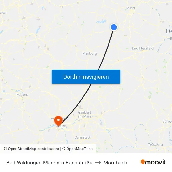 Bad Wildungen-Mandern Bachstraße to Mombach map