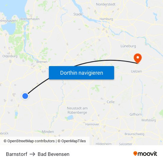 Barnstorf to Bad Bevensen map