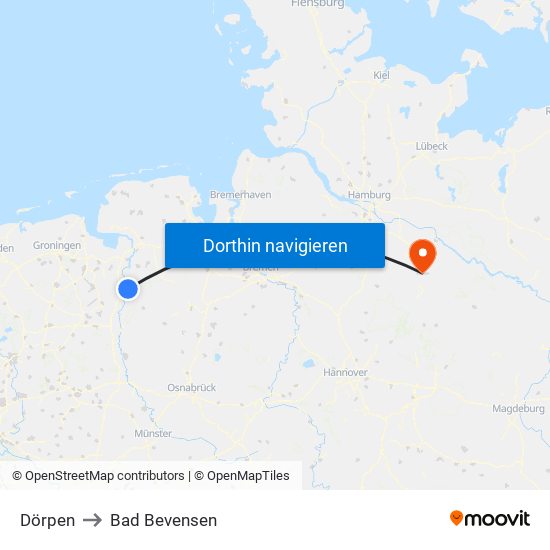 Dörpen to Bad Bevensen map