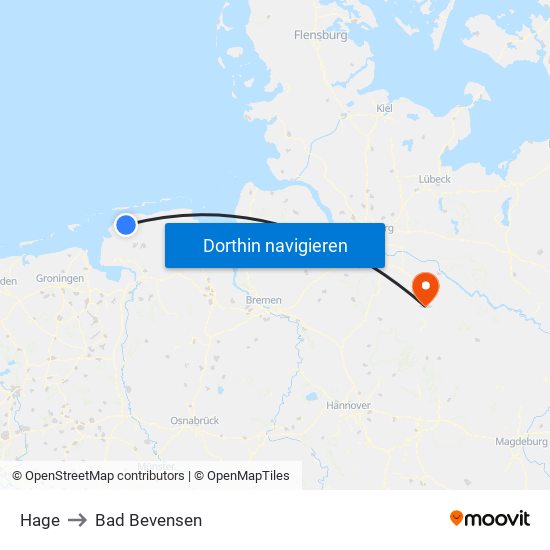 Hage to Bad Bevensen map