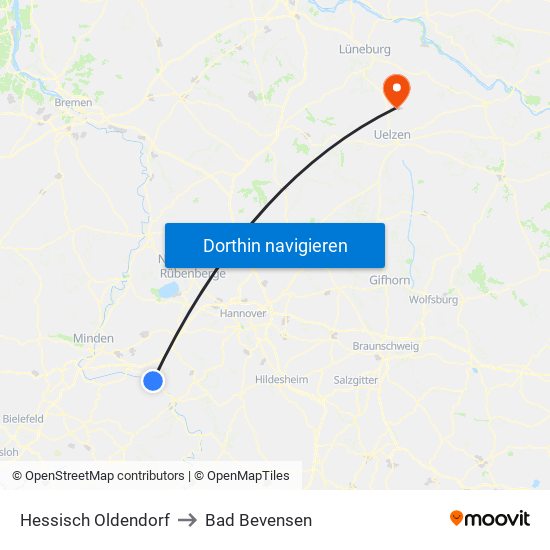 Hessisch Oldendorf to Bad Bevensen map