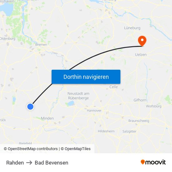 Rahden to Bad Bevensen map