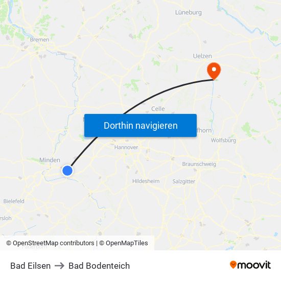 Bad Eilsen to Bad Bodenteich map