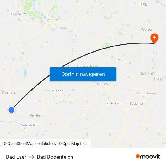 Bad Laer to Bad Bodenteich map