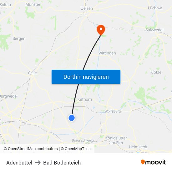 Adenbüttel to Bad Bodenteich map