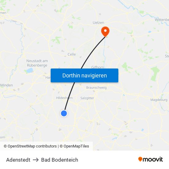 Adenstedt to Bad Bodenteich map