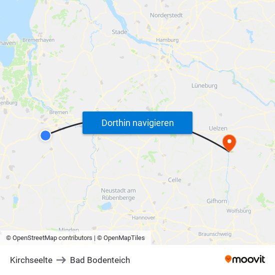 Kirchseelte to Bad Bodenteich map