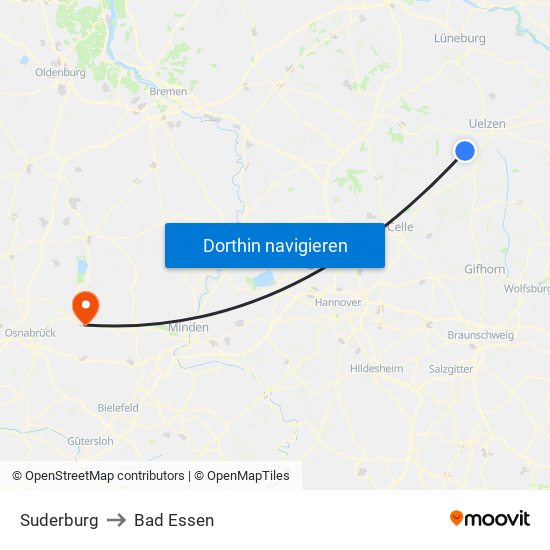 Suderburg to Bad Essen map