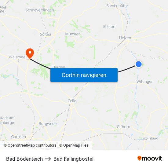 Bad Bodenteich to Bad Fallingbostel map