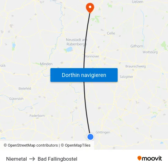 Niemetal to Bad Fallingbostel map