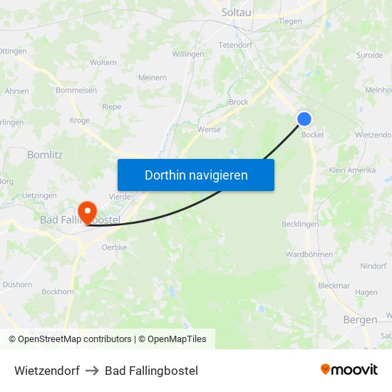 Wietzendorf to Bad Fallingbostel map