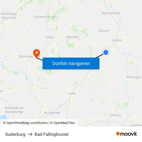 Suderburg to Bad Fallingbostel map
