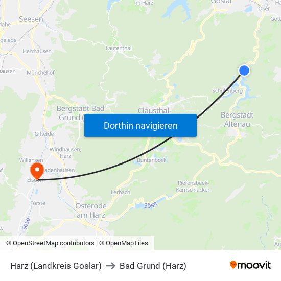 Harz (Landkreis Goslar) to Bad Grund (Harz) map