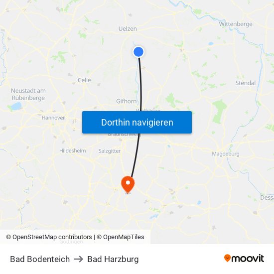 Bad Bodenteich to Bad Harzburg map