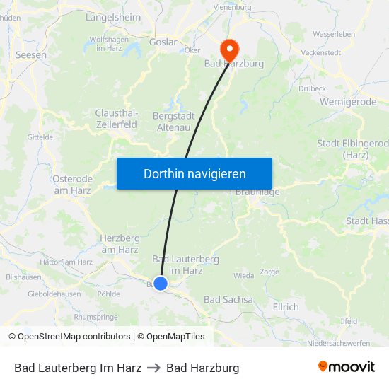 Bad Lauterberg Im Harz to Bad Harzburg map