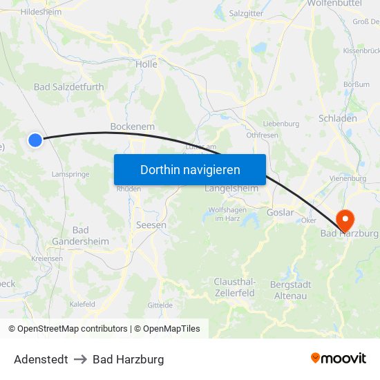 Adenstedt to Bad Harzburg map