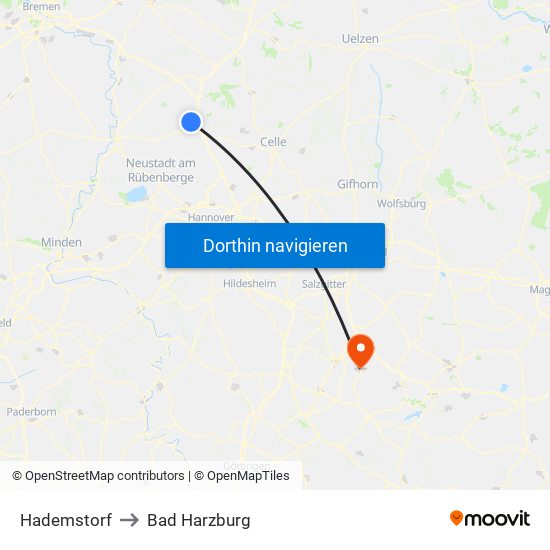 Hademstorf to Bad Harzburg map
