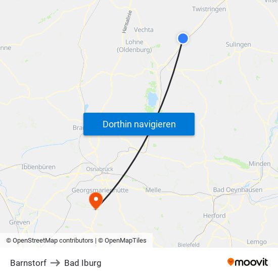 Barnstorf to Bad Iburg map