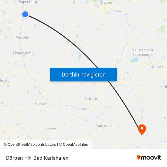 Dörpen to Bad Karlshafen map