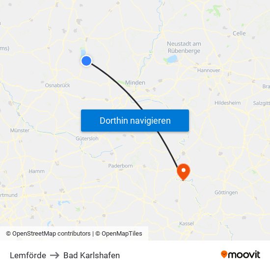 Lemförde to Bad Karlshafen map