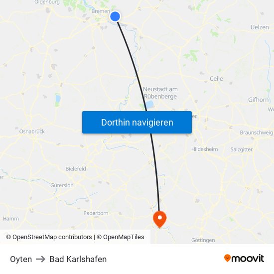 Oyten to Bad Karlshafen map