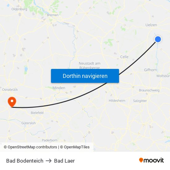 Bad Bodenteich to Bad Laer map