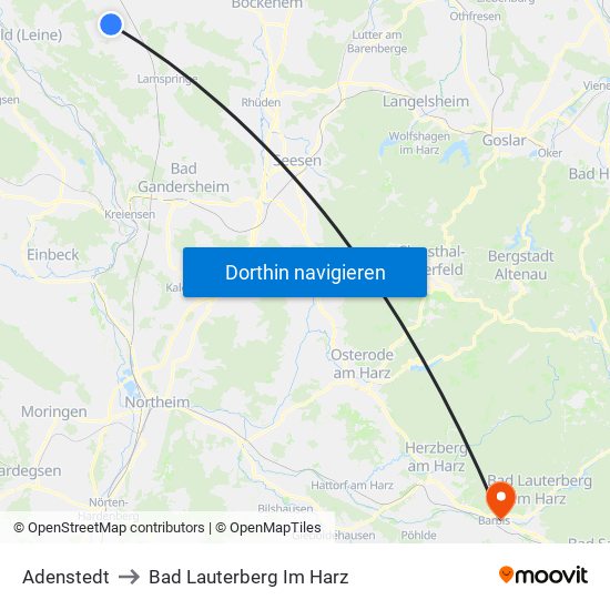 Adenstedt to Bad Lauterberg Im Harz map