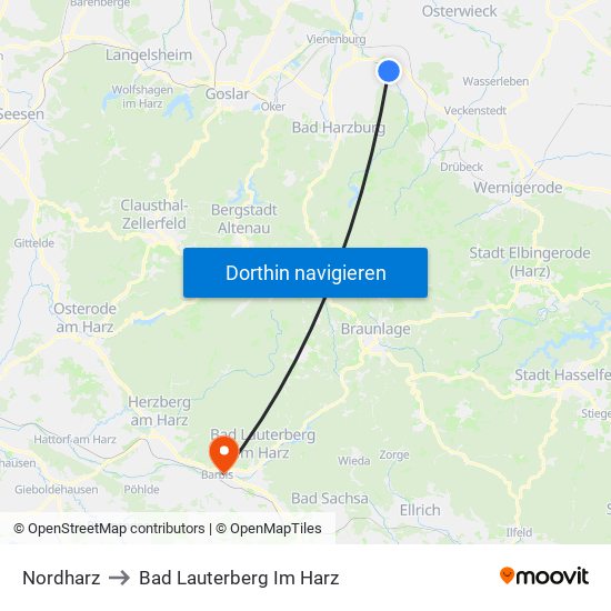Nordharz to Bad Lauterberg Im Harz map